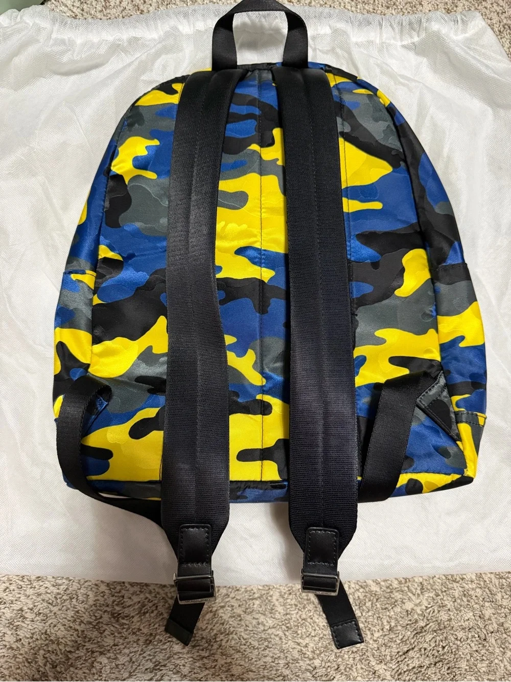 Michael Kors Men’s Yellow, Blue & Black Camo Backpack